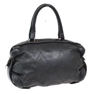 CHANEL CC Logo Quilted Stitch Hand Tote Bag Leather Black SHW Italy 50RL363